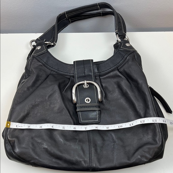 Coach Lynn Soho Large Buckle Black Soft Leather Pleated Shoulder Bag 15075 - Picture 15 of 16
